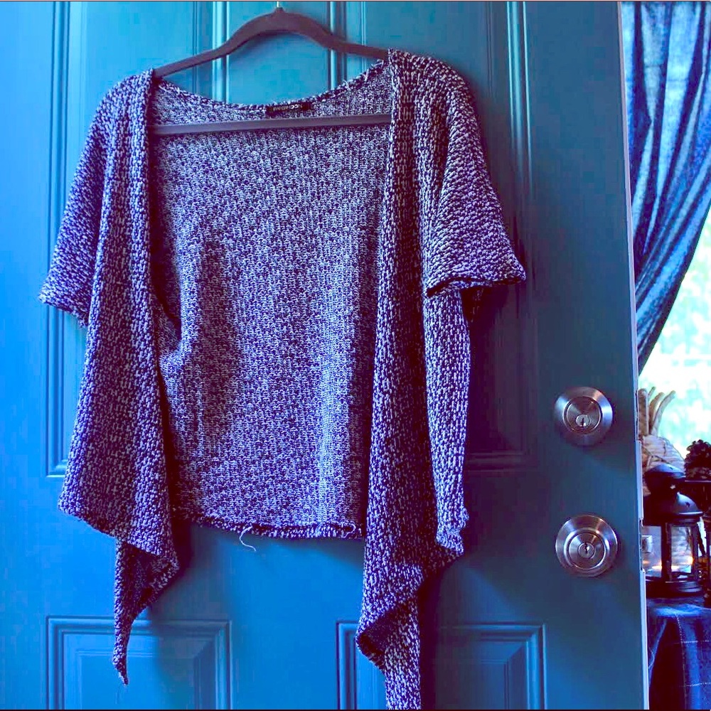 Blue and White Knit Papermoon Shrug